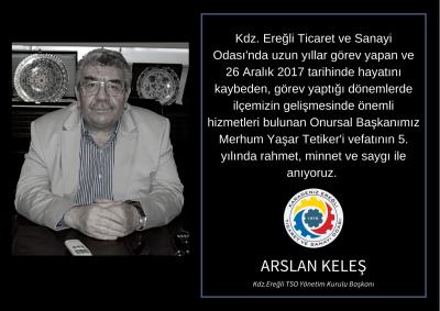 Onursal Başkanımız Merhum Yaşar Tetiker'i vefatının 5. yılında rahmet, minnet ve saygı ile anıyoruz.
