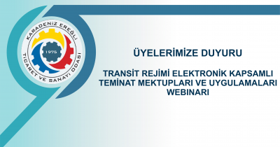 TRANSİT REJİMİ ELEKTRONİK KAPSAMLI  TEMİNAT MEKTUPLARI VE UYGULAMALARI WEBINARI
